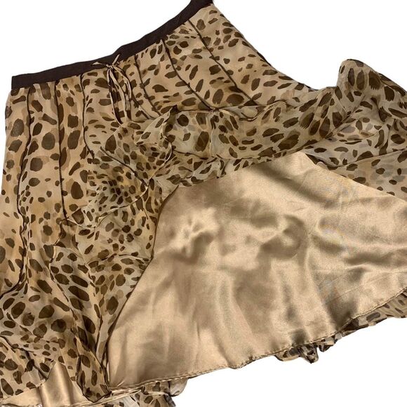 Size 6 Vintage Y2K Cheetah Print WDNY Women's Brown Skirt - Picture 4 of 5